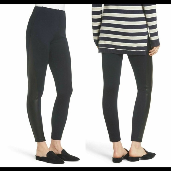 NEW $88 Lysse Gemma‎ Faux-Leather Panel Ankle Leggings Midnight Blue [SZ XL ] - Picture 1 of 8